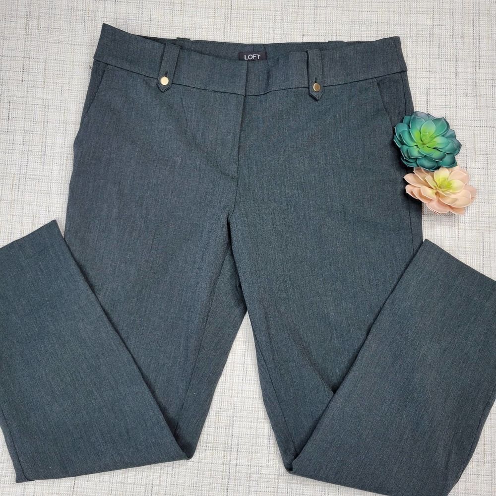 LOFT Heathered Hunter Green Slim Fit Pants